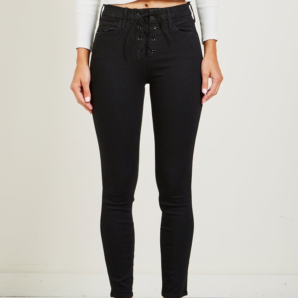 Mother High Waisted Lace Up Looker Jeans